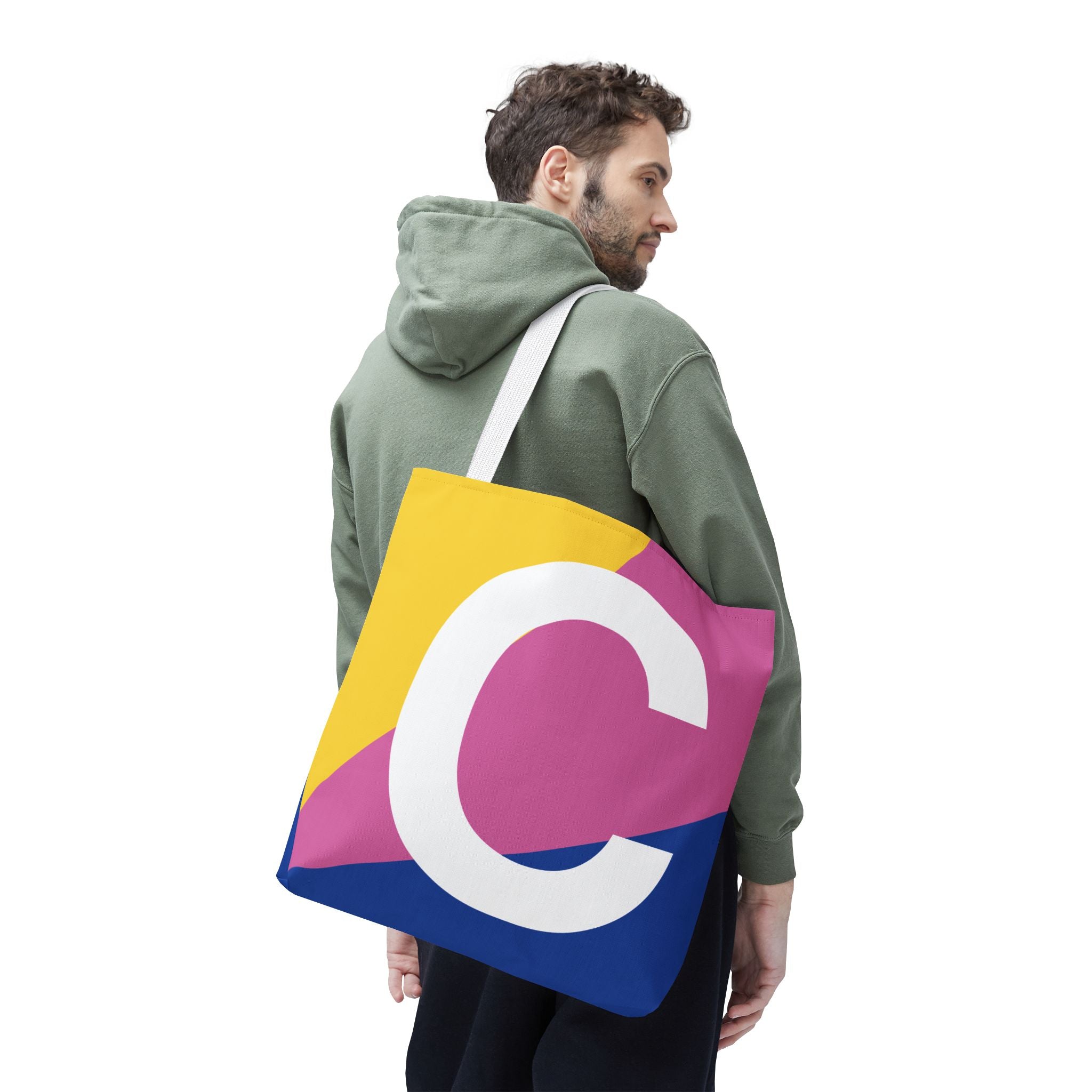 Monogram 'C' Colorblock Tote Bag — Personalized Initial C Shoulder Tote