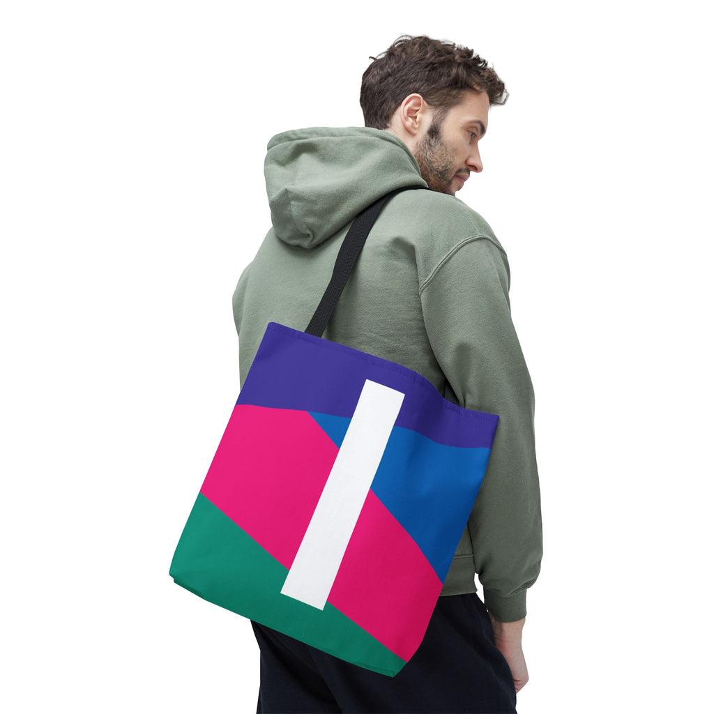 Monogram 'I' Colorblock Tote Bag — Personalized Initial I Shoulder Tote