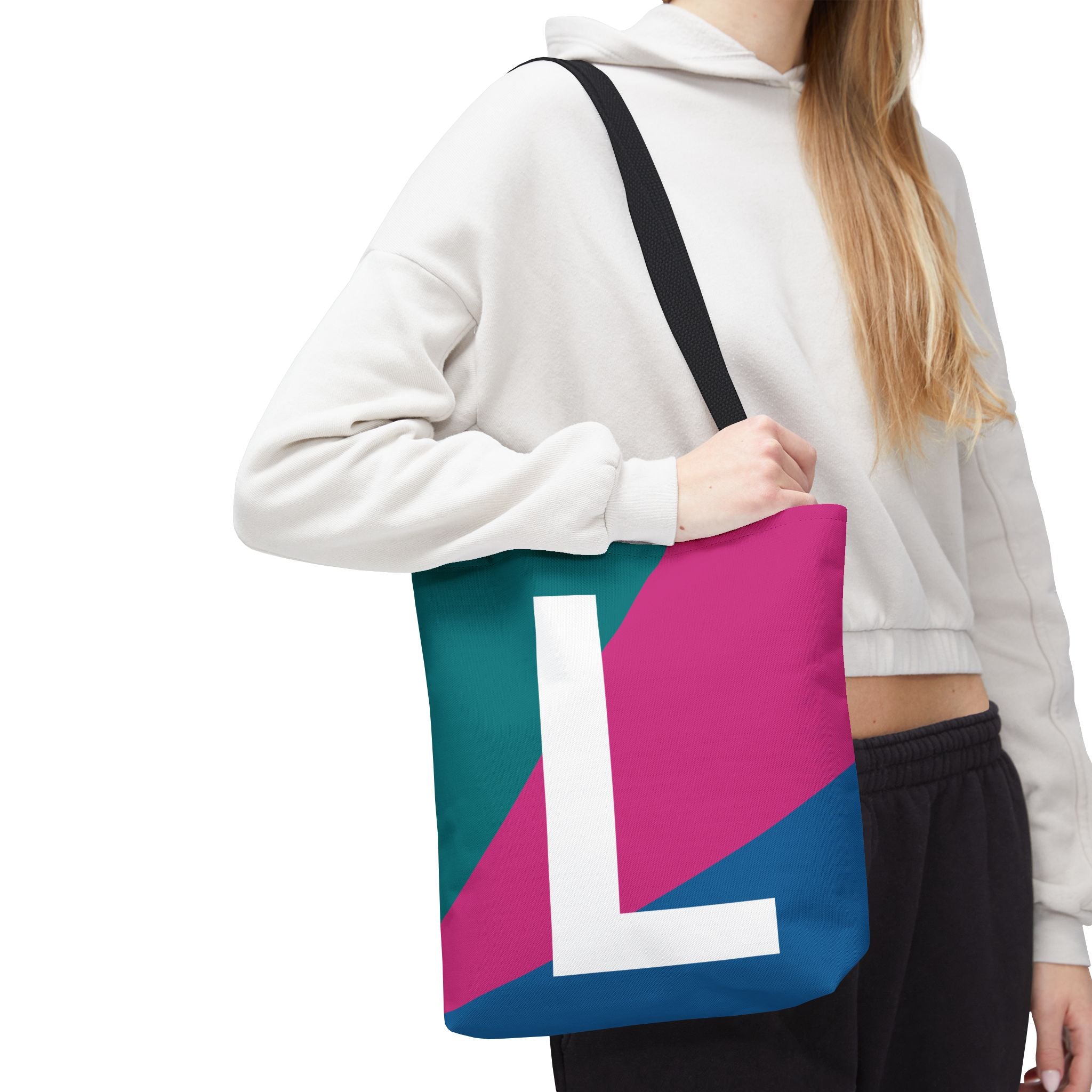 Monogram 'L' Colorblock Tote Bag — Personalized Initial L Shoulder Tote