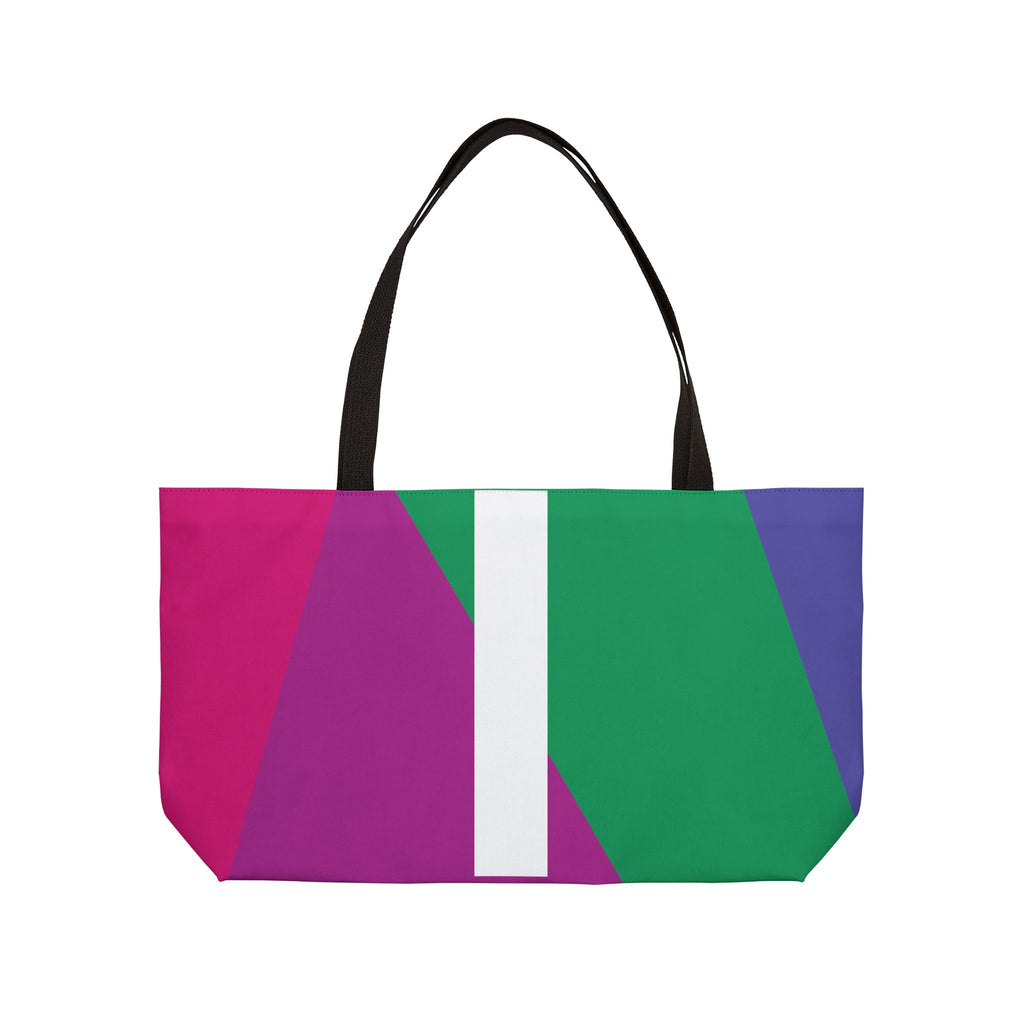 Personalized 'I' Colorblock Tote Bag — Monogram Weekender Tote