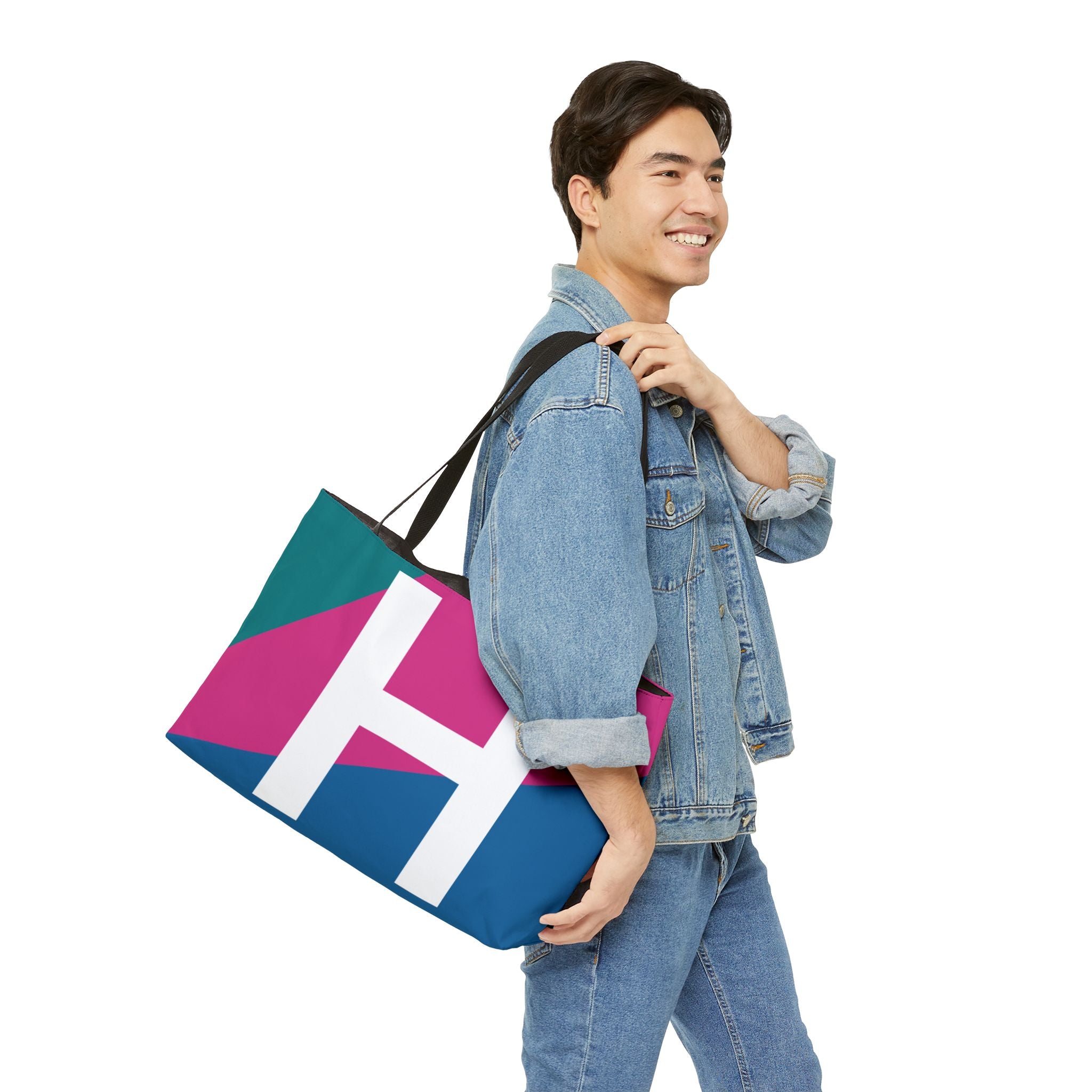 Personalized 'H' Colorblock Tote Bag — Monogram Weekender Tote
