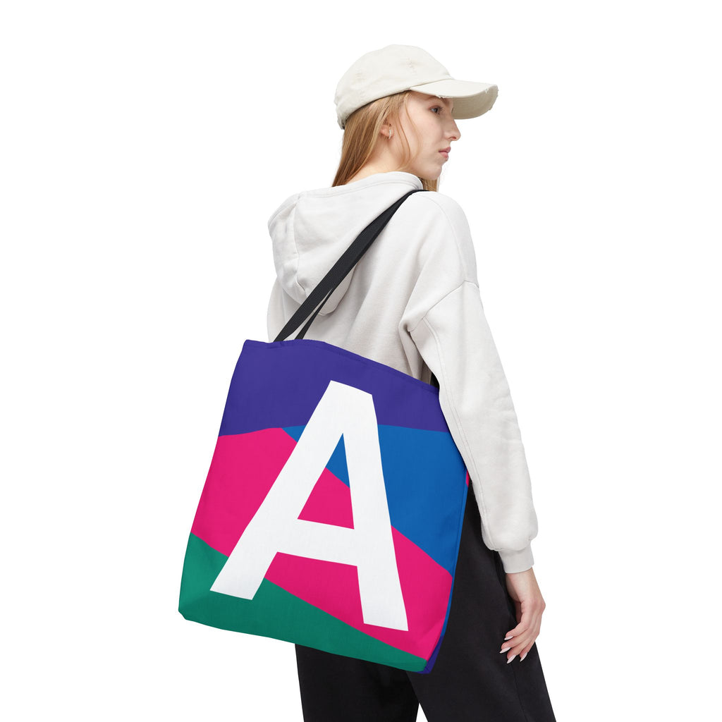 Monogram 'A' Colorblock Tote Bag — Personalized Initial A Shoulder Tote