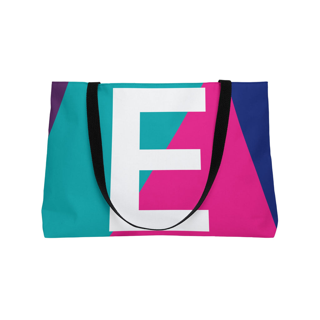 Personalized 'E' Colorblock Tote Bag — Monogram Weekender Tote