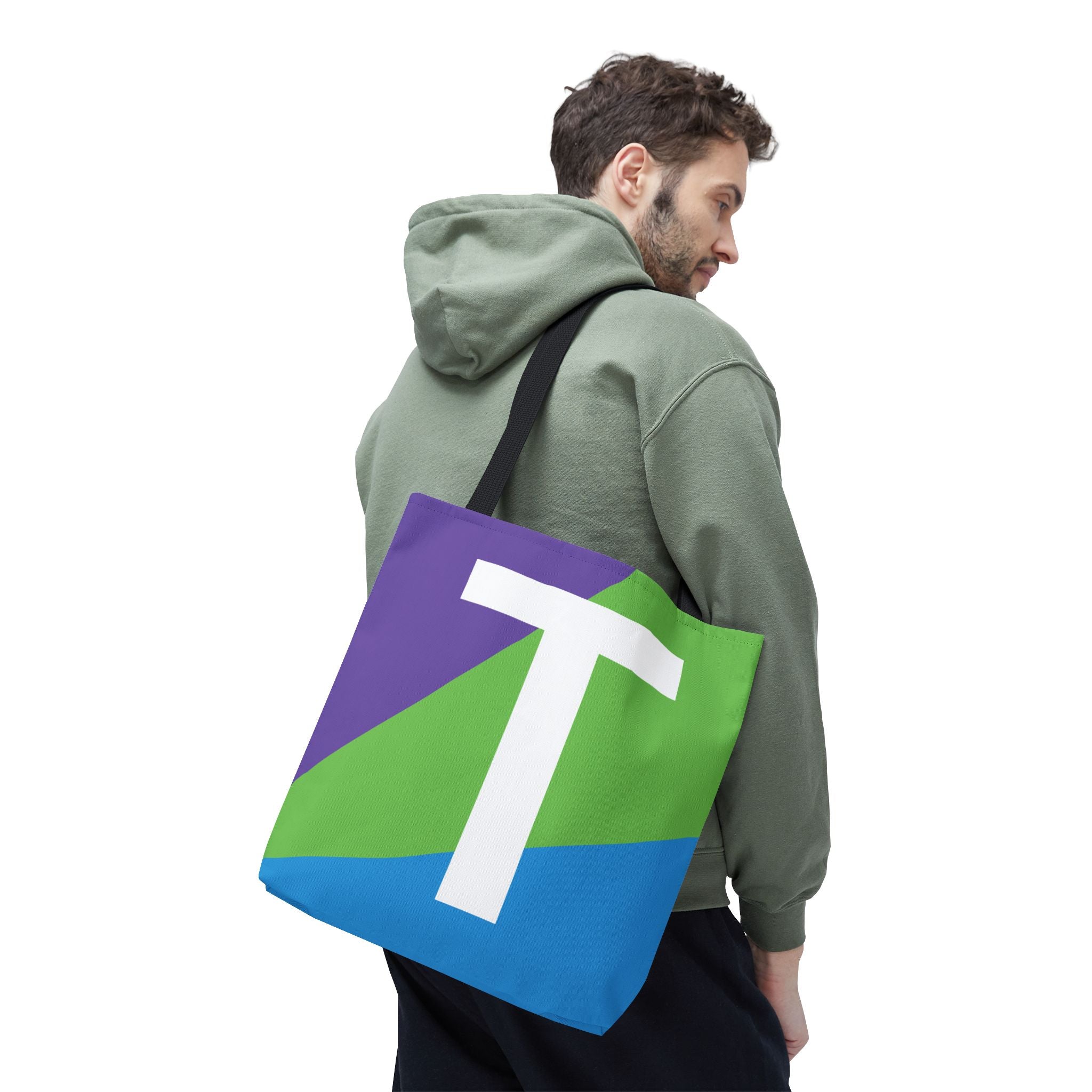 Monogram 'T' Colorblock Tote Bag — Personalized Initial T Shoulder Tote