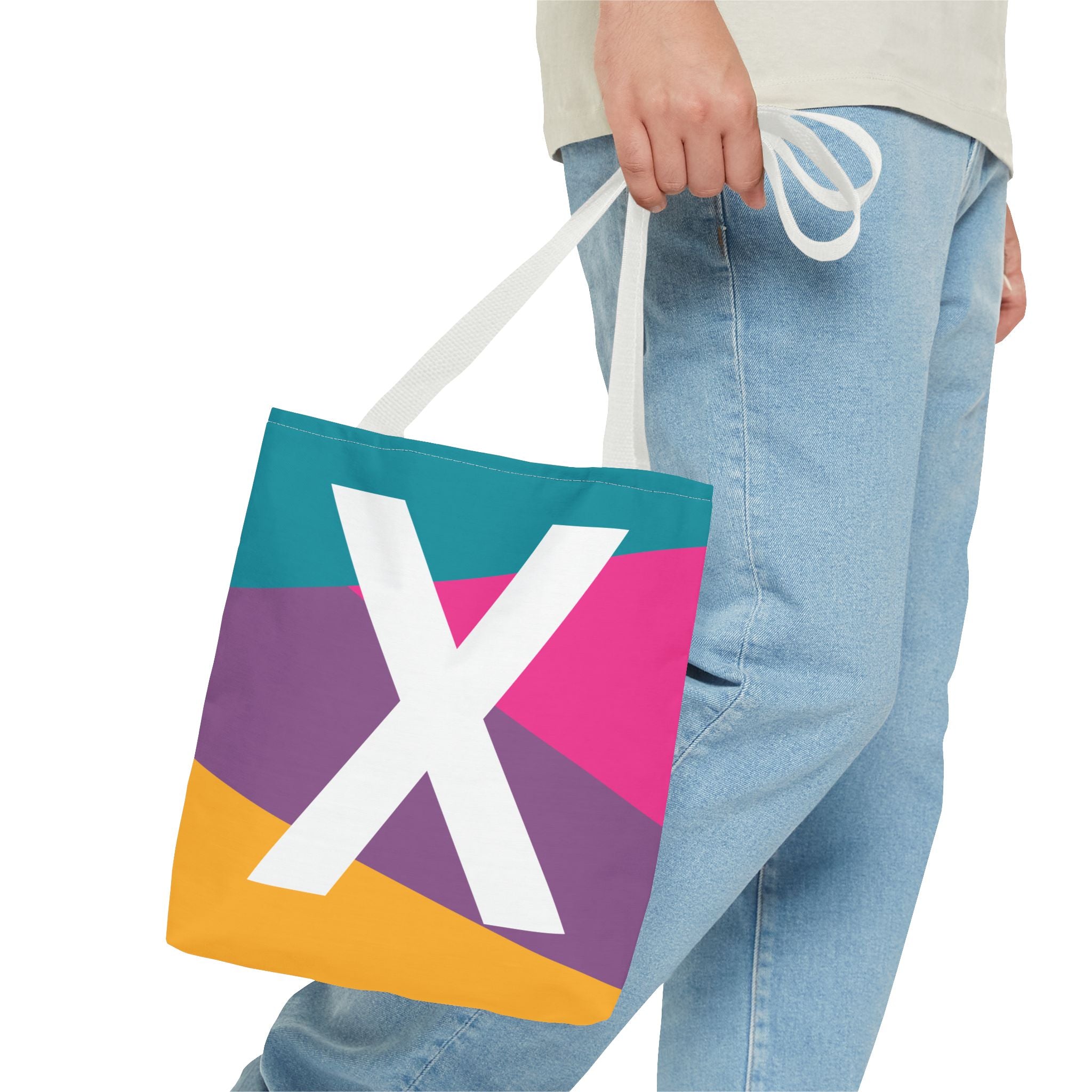 Monogram 'X' Colorblock Tote Bag — Personalized Initial X Shoulder Tote