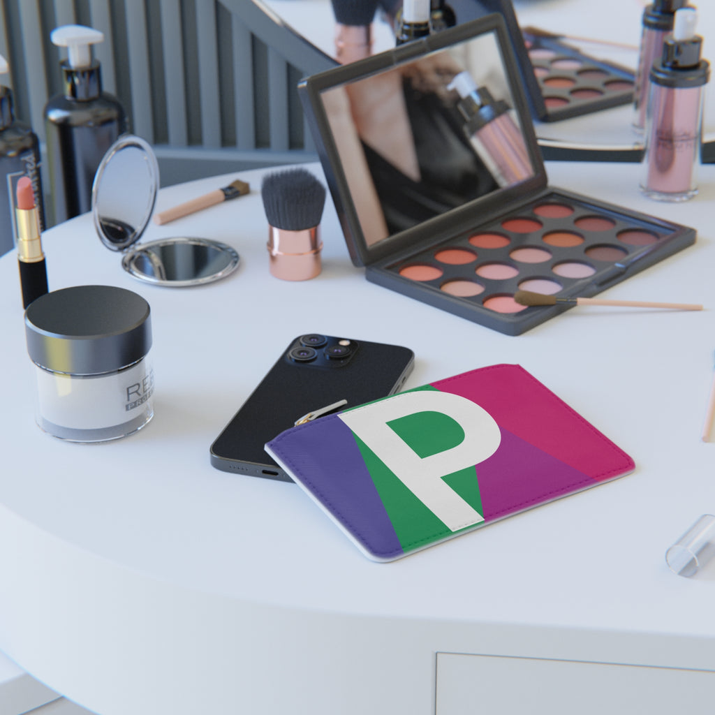 Initial P Mini Clutch — Colorblock Monogram Wristlet Wallet