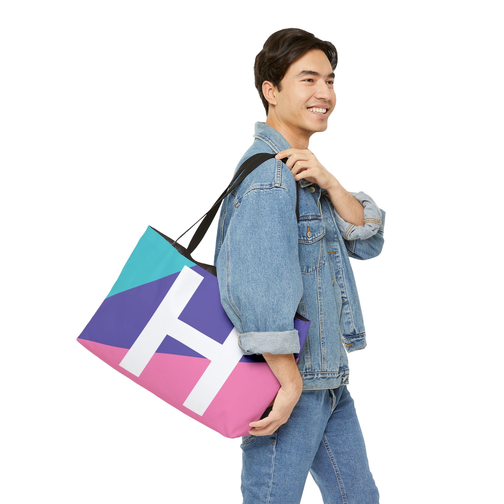 Personalized 'H' Colorblock Tote Bag — Monogram Weekender Tote