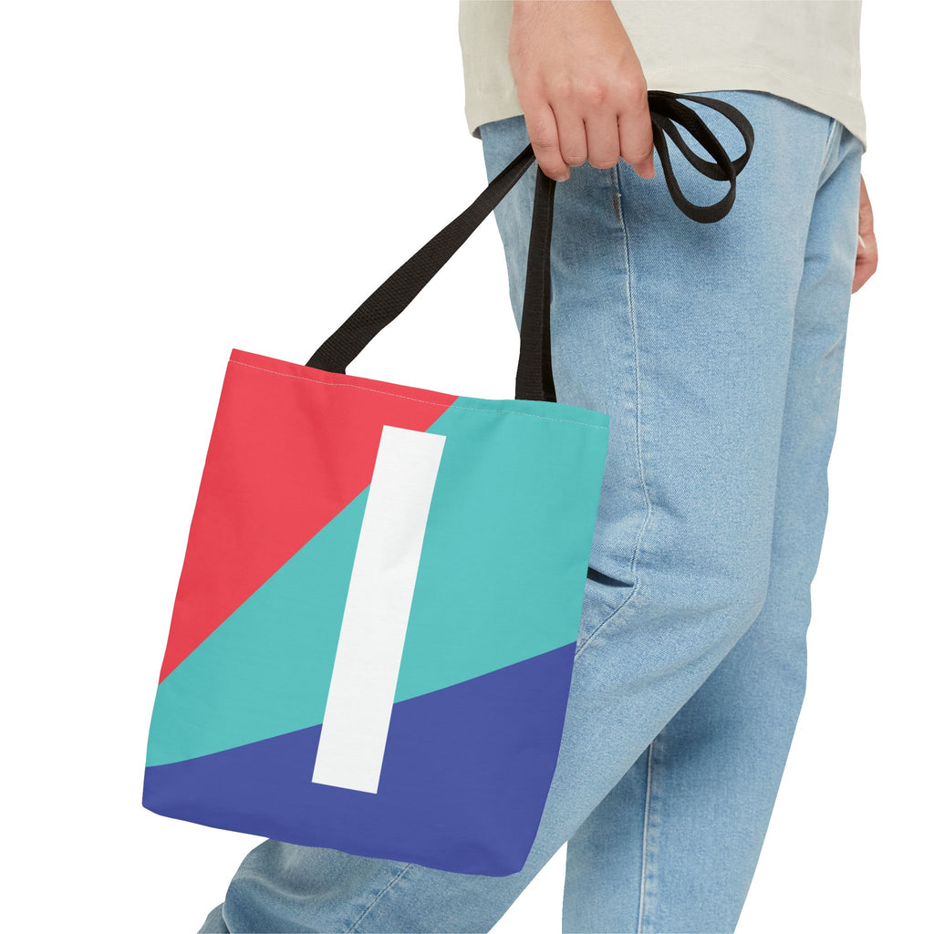 Monogram 'I' Colorblock Tote Bag — Personalized Initial I Shoulder Tote