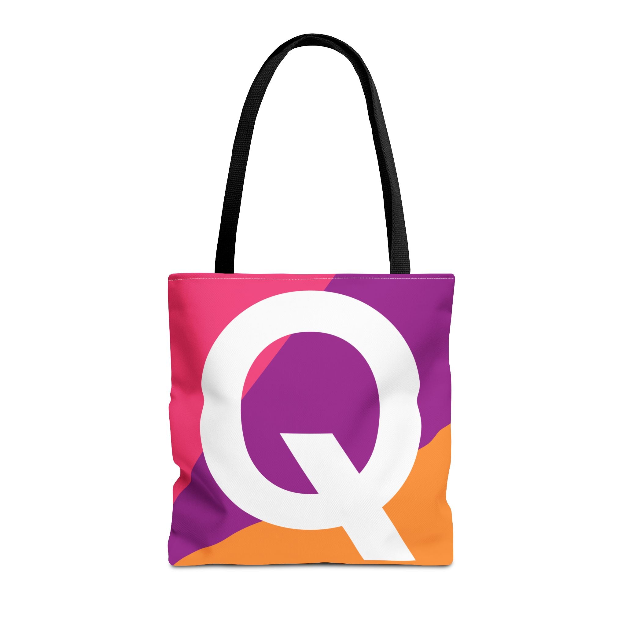 Monogram 'Q' Colorblock Tote Bag — Personalized Initial Q Shoulder Tote