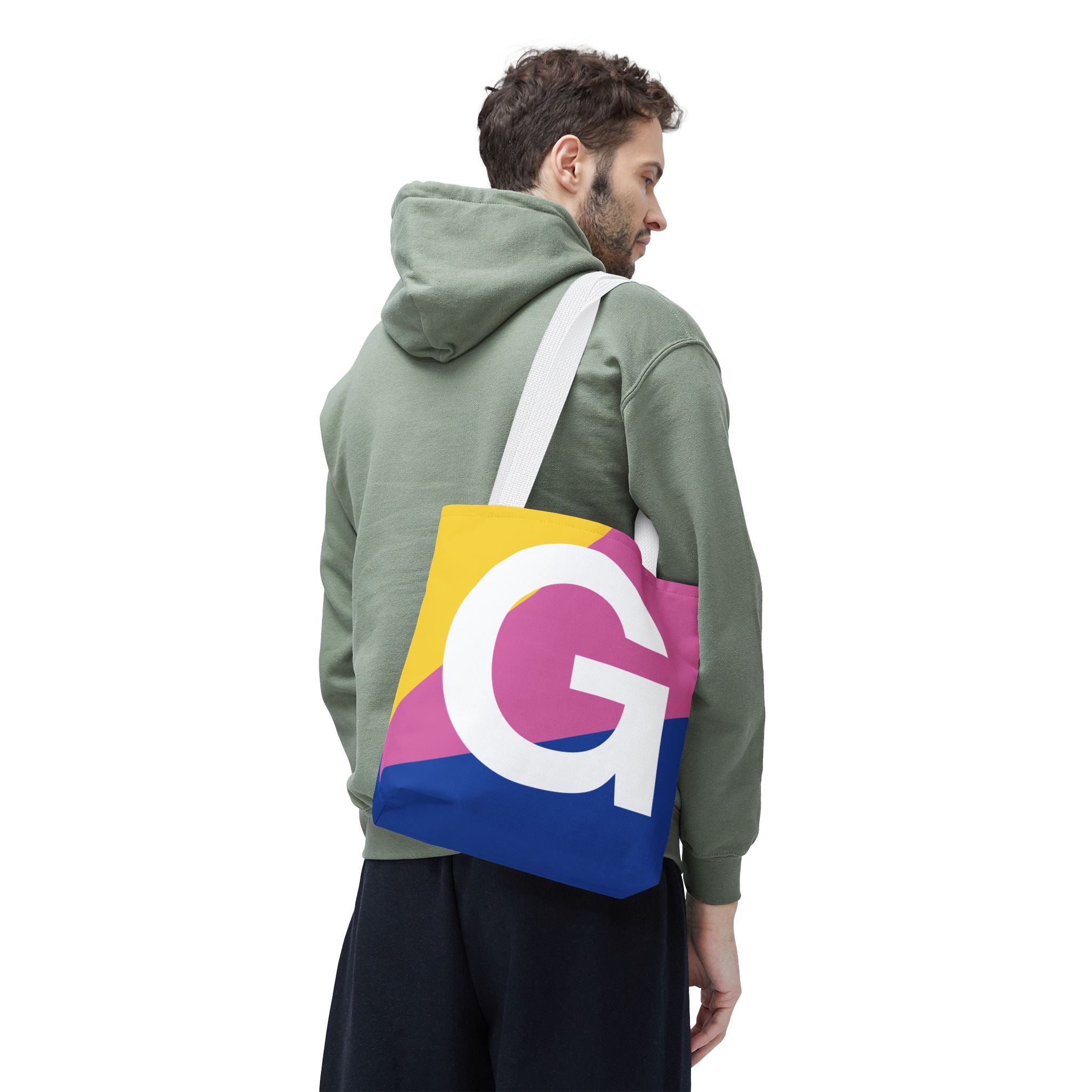 Monogram 'G' Colorblock Tote Bag — Personalized Initial G Shoulder Tote