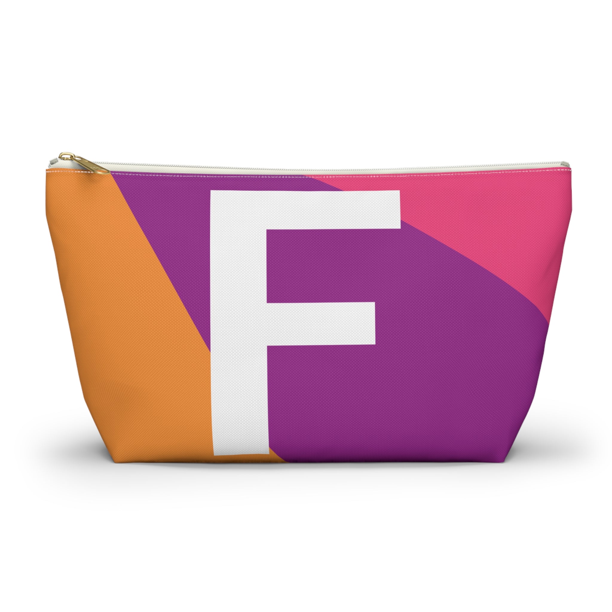 Initials Colorblock Accessory Pouch — Monogram F T-Bottom Cosmetic Bag