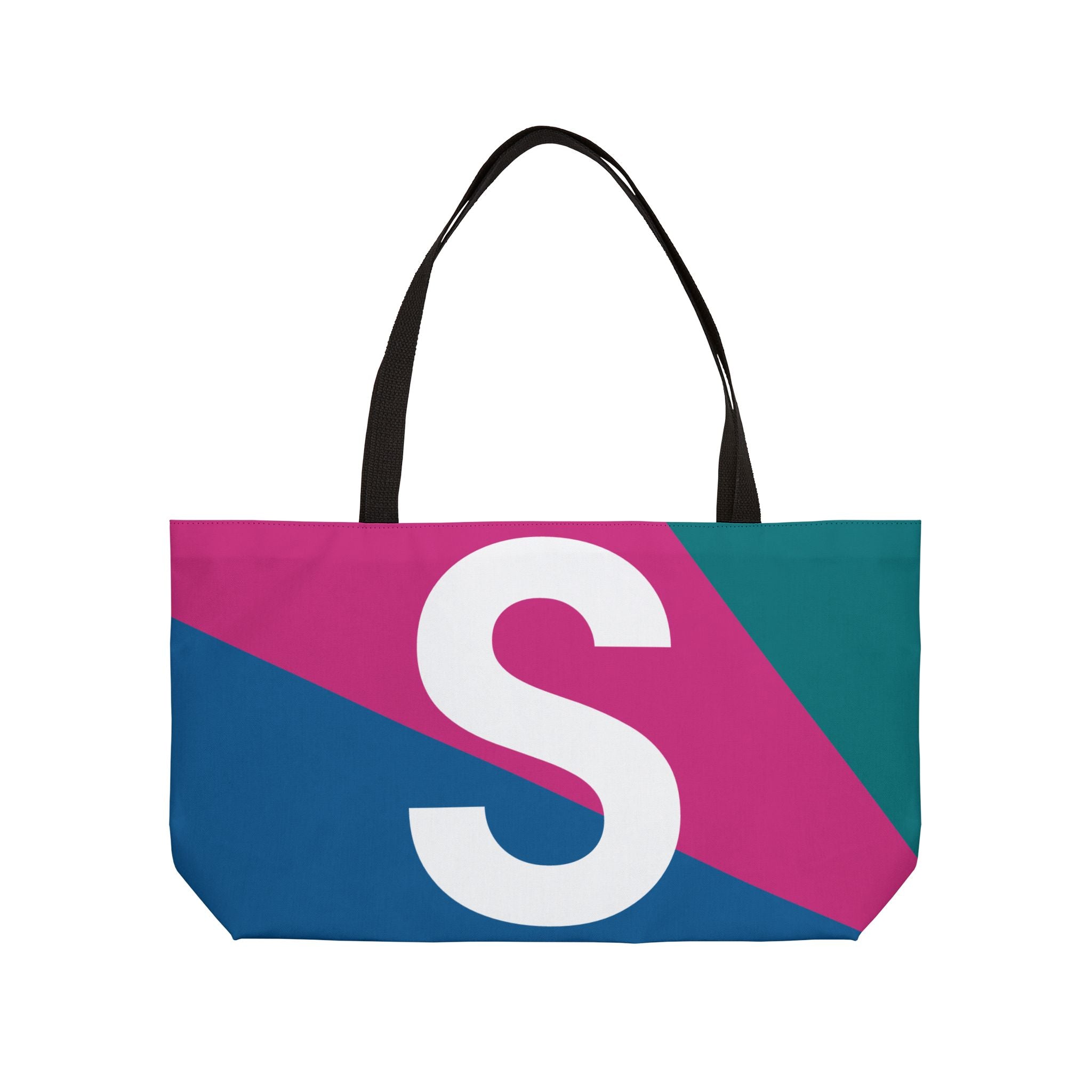 Personalized 'S' Colorblock Tote Bag — Monogram Weekender Tote