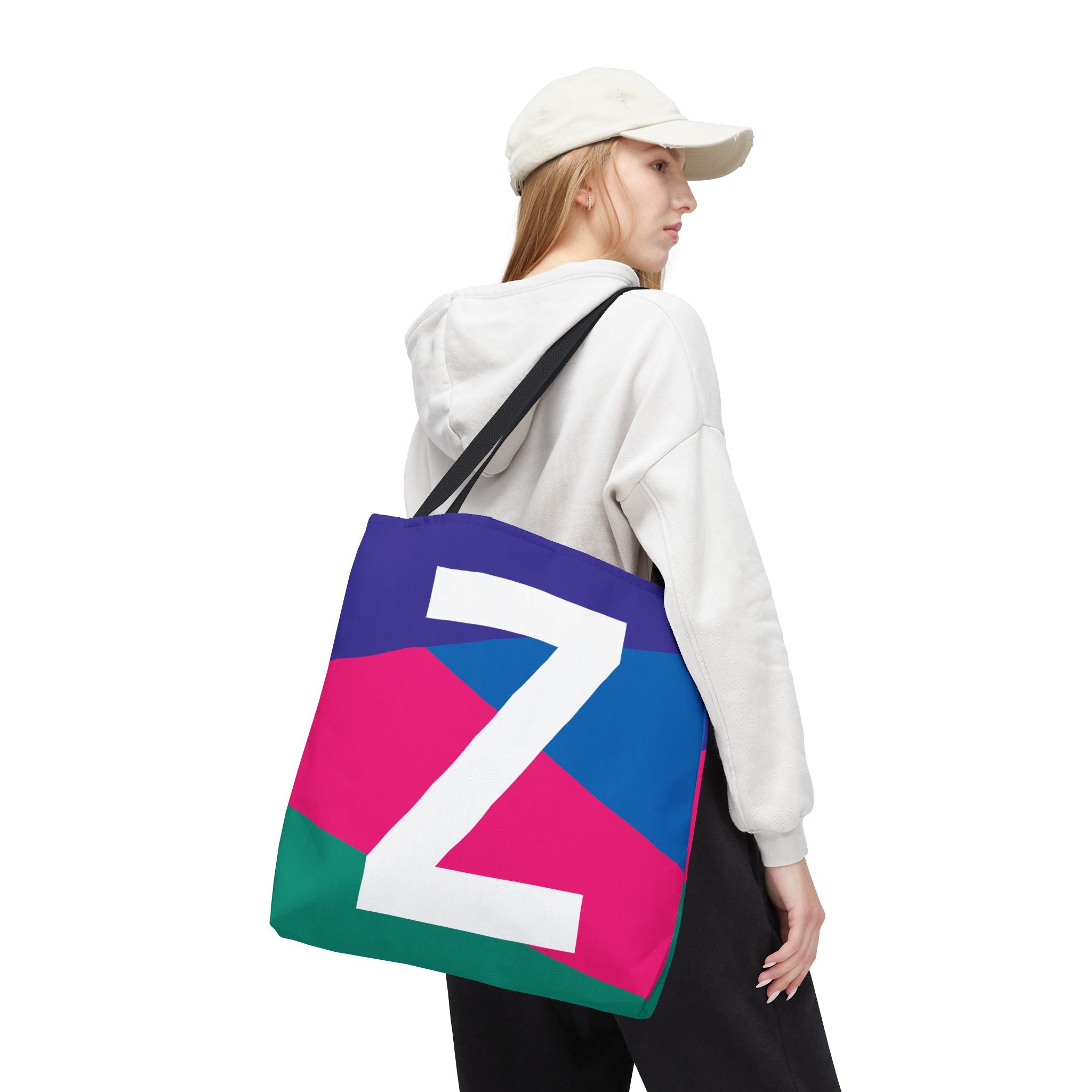 Monogram 'Z' Colorblock Tote Bag — Personalized Initial Z Shoulder Tote