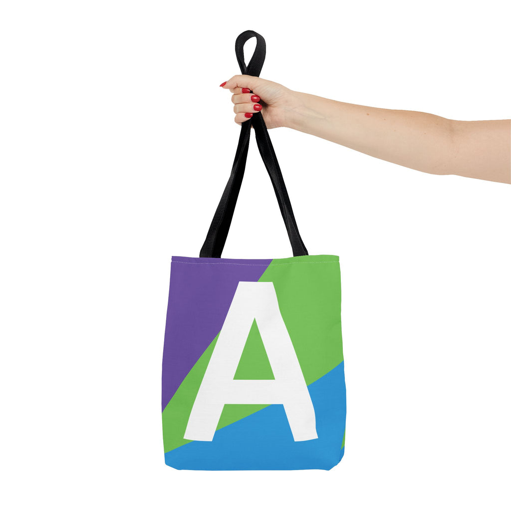 Monogram 'A' Colorblock Tote Bag — Personalized Initial A Shoulder Tote