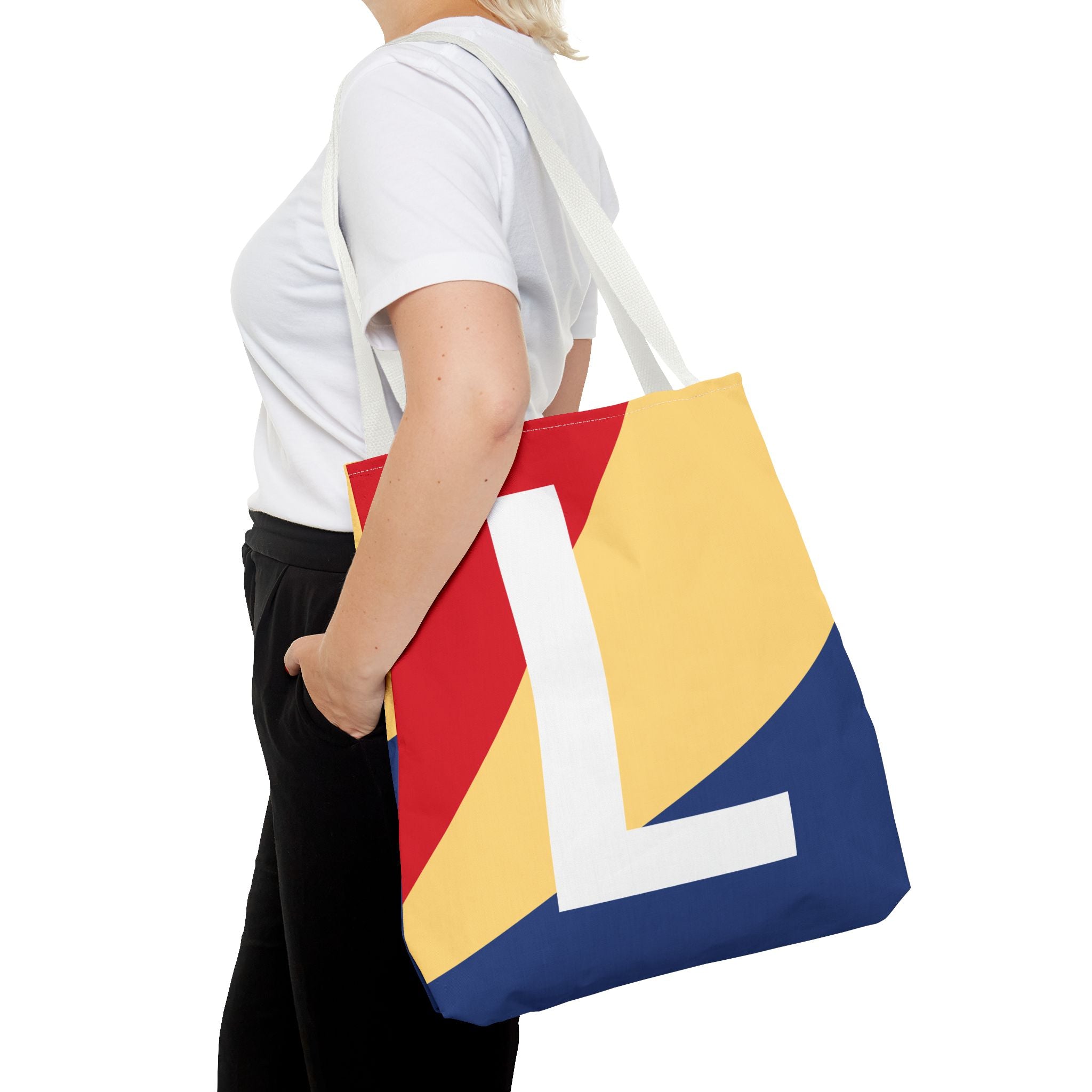 Monogram 'L' Colorblock Tote Bag — Personalized Initial L Shoulder Tote