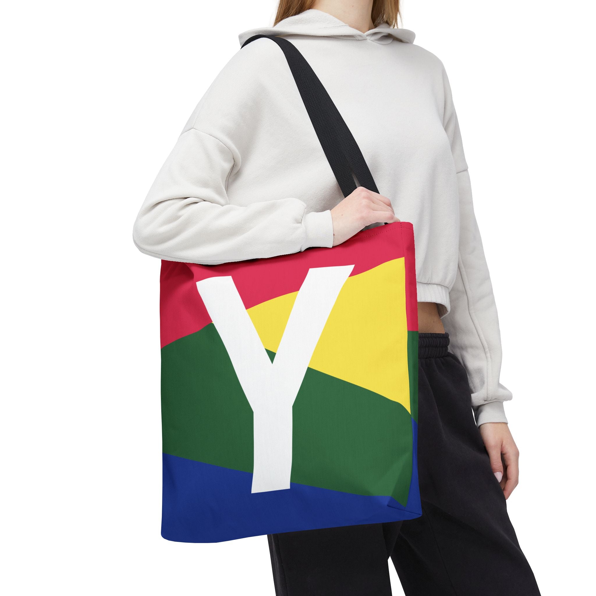 Monogram 'Y' Colorblock Tote Bag — Personalized Initial Y Shoulder Tote