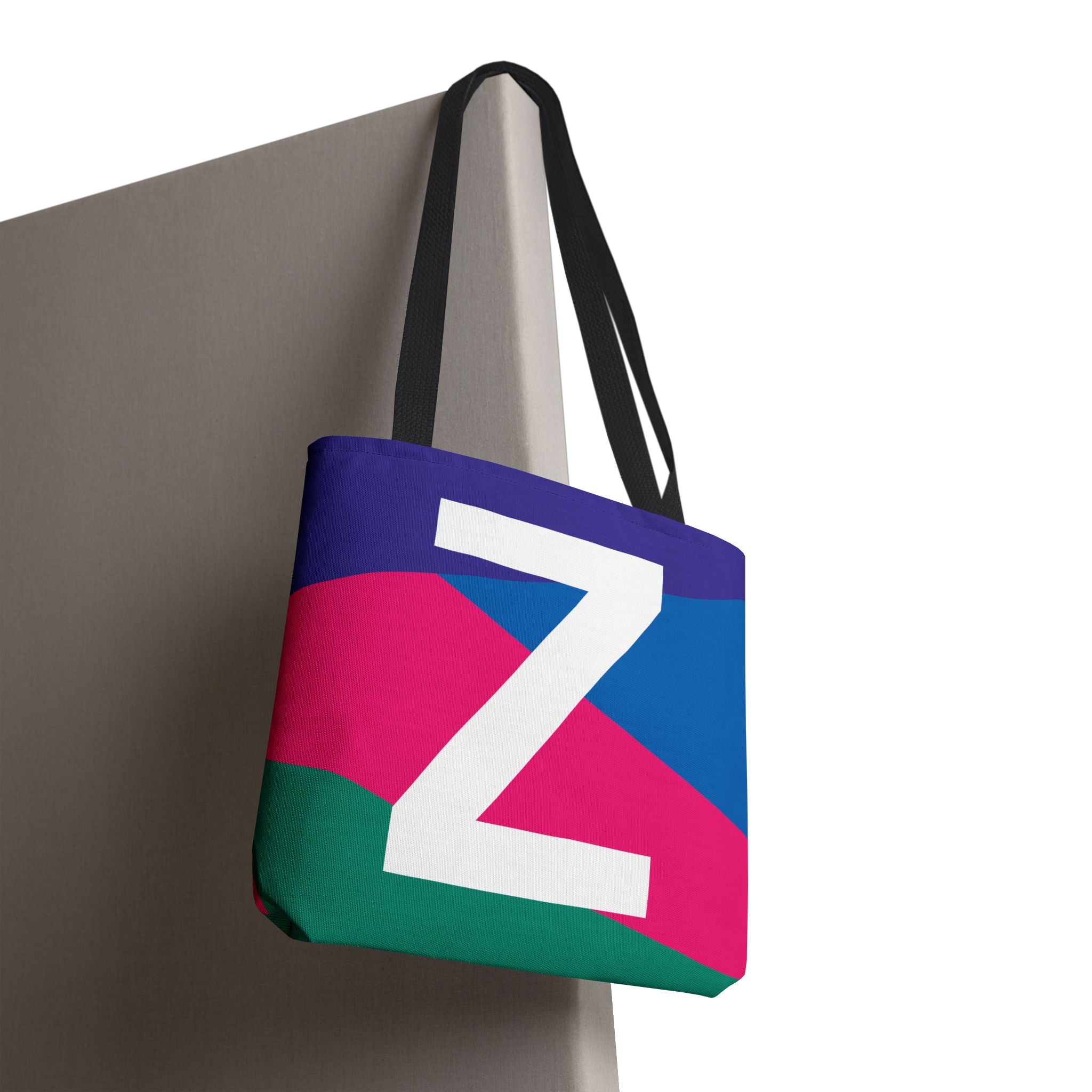 Monogram 'Z' Colorblock Tote Bag — Personalized Initial Z Shoulder Tote