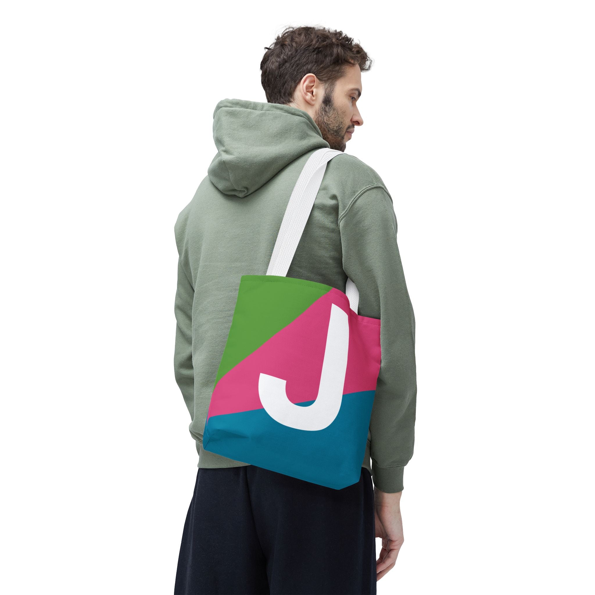 Monogram 'J' Colorblock Tote Bag — Personalized Initial J Shoulder Tote