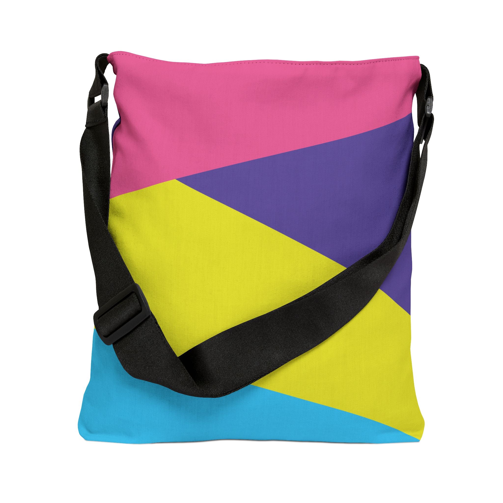 Colorblock Geometric Tote Bag — Adjustable Strap, Bright Abstract Pattern