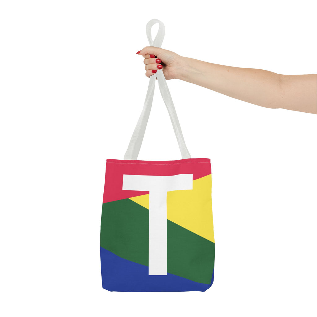 Monogram 'T' Colorblock Tote Bag — Personalized Initial T Shoulder Tote