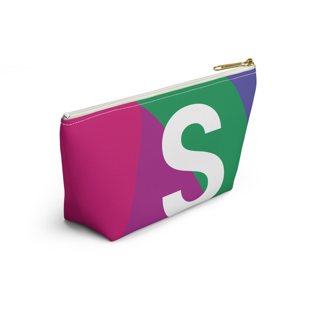 Initials Colorblock Accessory Pouch — Monogram S T-Bottom Cosmetic Bag