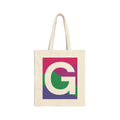 Initial G Colorblock Canvas Tote Bag — Monogram Letter G Reusable Grocery Tote