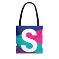 Monogram 'S' Colorblock Tote Bag — Personalized Initial S Shoulder Tote