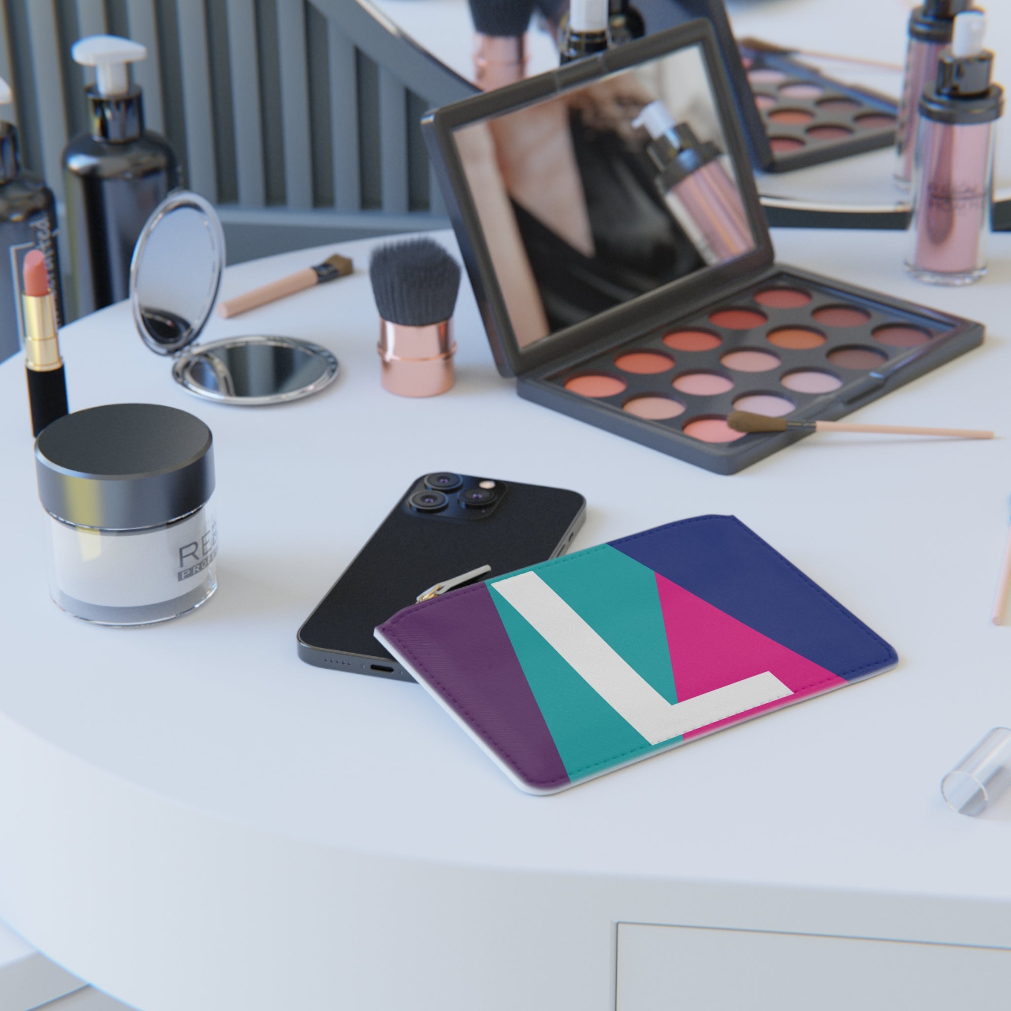 Initial L Mini Clutch — Colorblock Monogram Wristlet Wallet