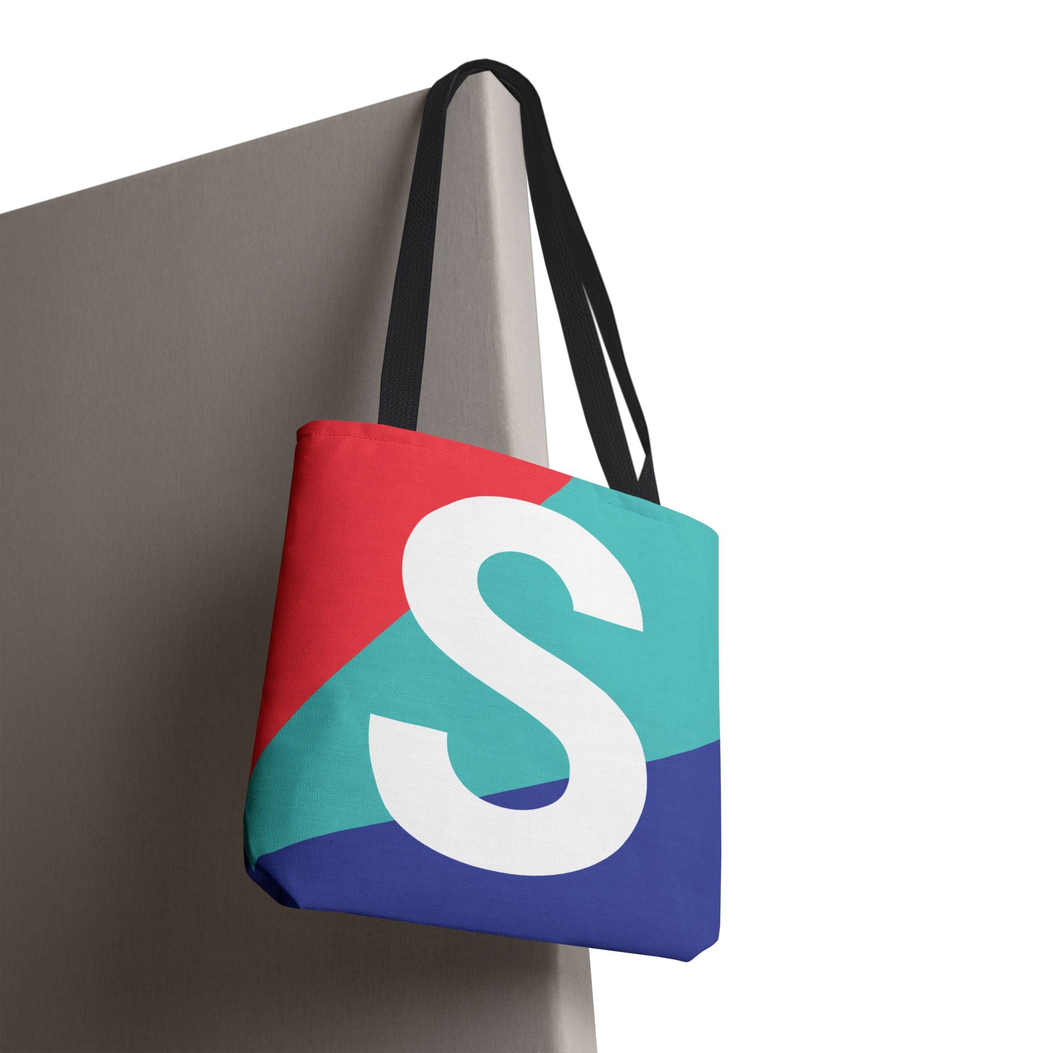 Monogram 'S' Colorblock Tote Bag — Personalized Initial S Shoulder Tote