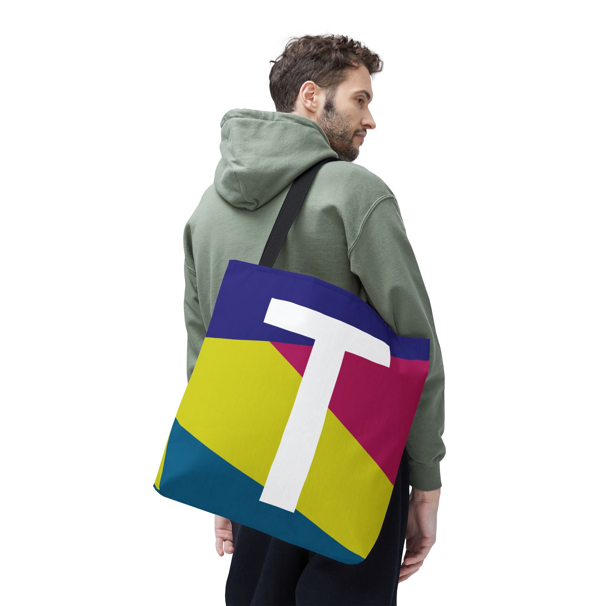 Monogram 'T' Colorblock Tote Bag — Personalized Initial T Shoulder Tote