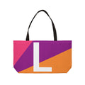 Personalized 'L' Colorblock Tote Bag — Monogram Weekender Tote