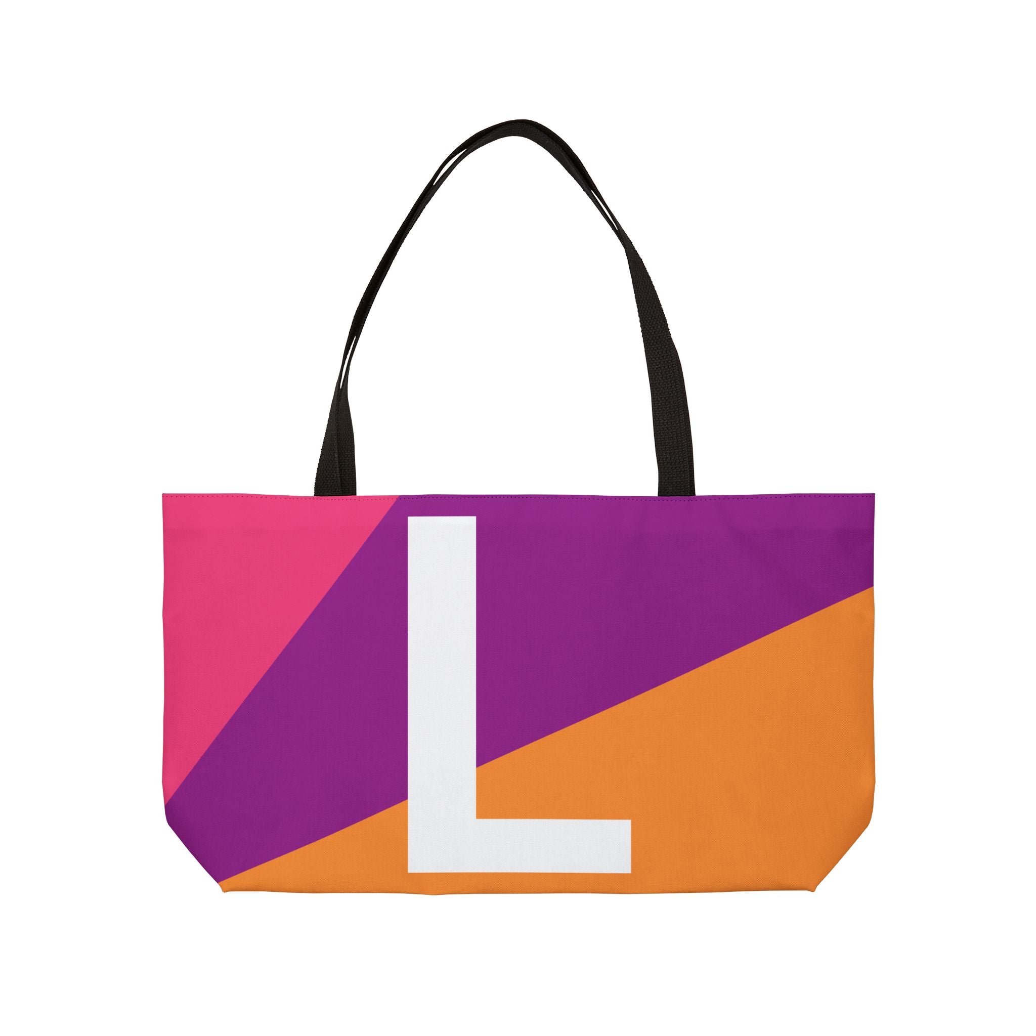 Personalized 'L' Colorblock Tote Bag — Monogram Weekender Tote