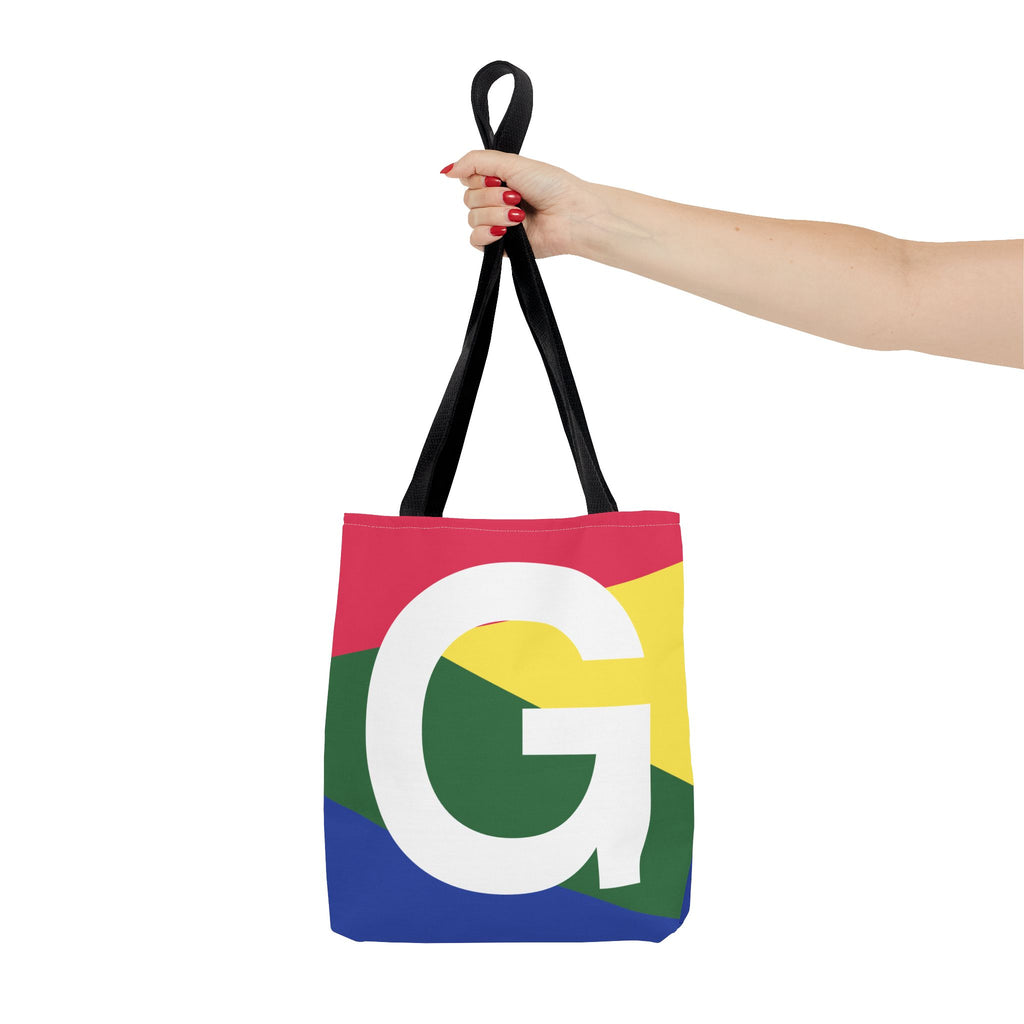 Monogram 'G' Colorblock Tote Bag — Personalized Initial G Shoulder Tote