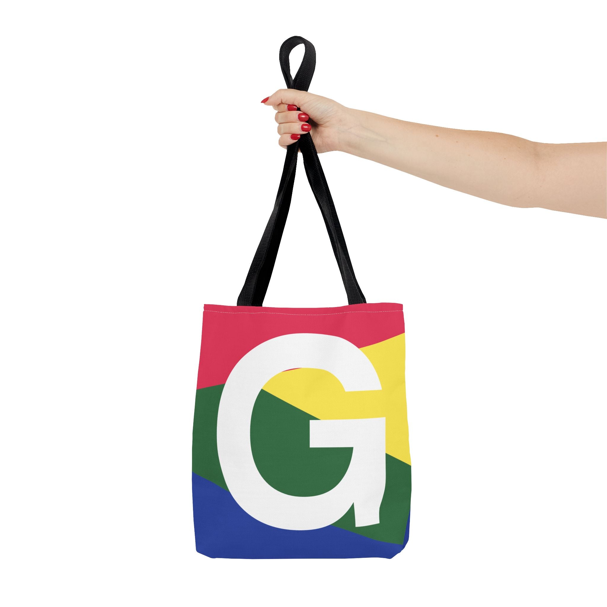 Monogram 'G' Colorblock Tote Bag — Personalized Initial G Shoulder Tote