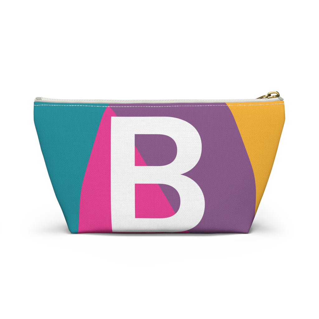 Initials Colorblock Accessory Pouch — Monogram B T-Bottom Cosmetic Bag