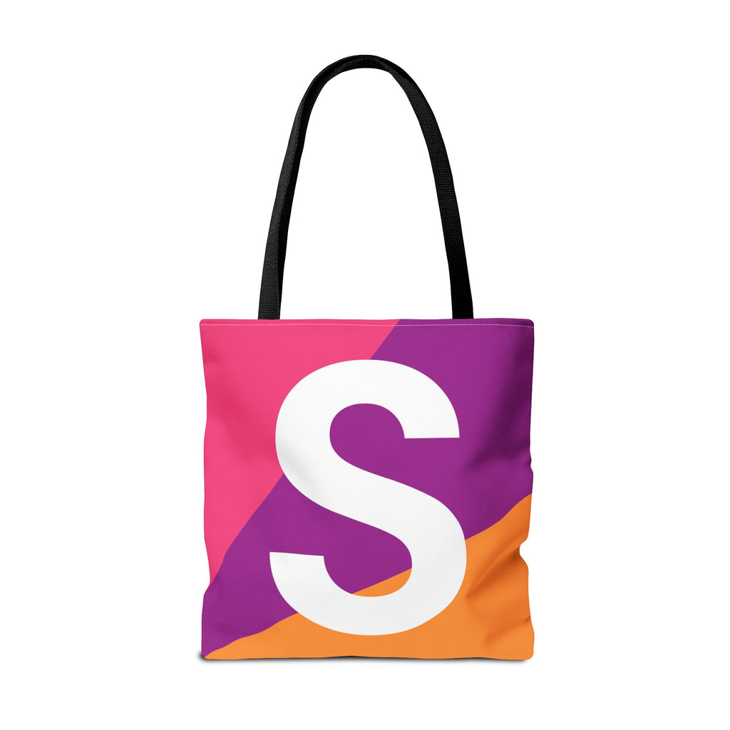 Monogram 'S' Colorblock Tote Bag — Personalized Initial S Shoulder Tote