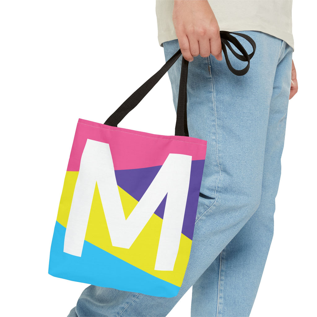 Monogram 'M' Colorblock Tote Bag — Personalized Initial M Shoulder Tote