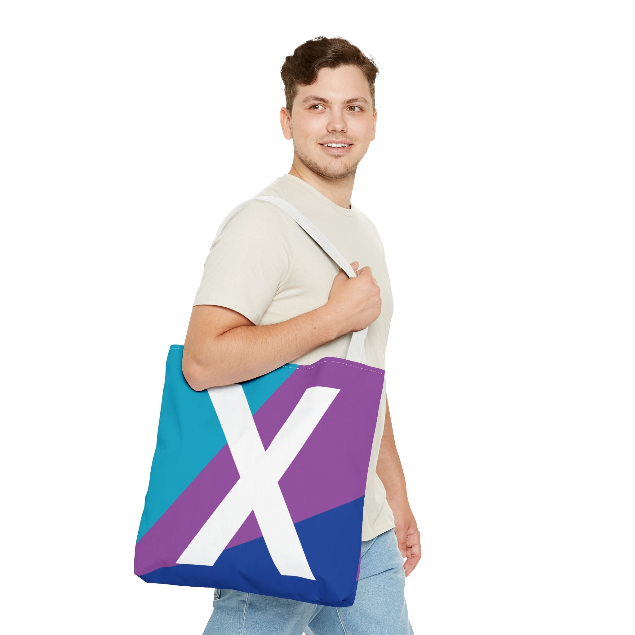 Monogram 'X' Colorblock Tote Bag — Personalized Initial X Shoulder Tote