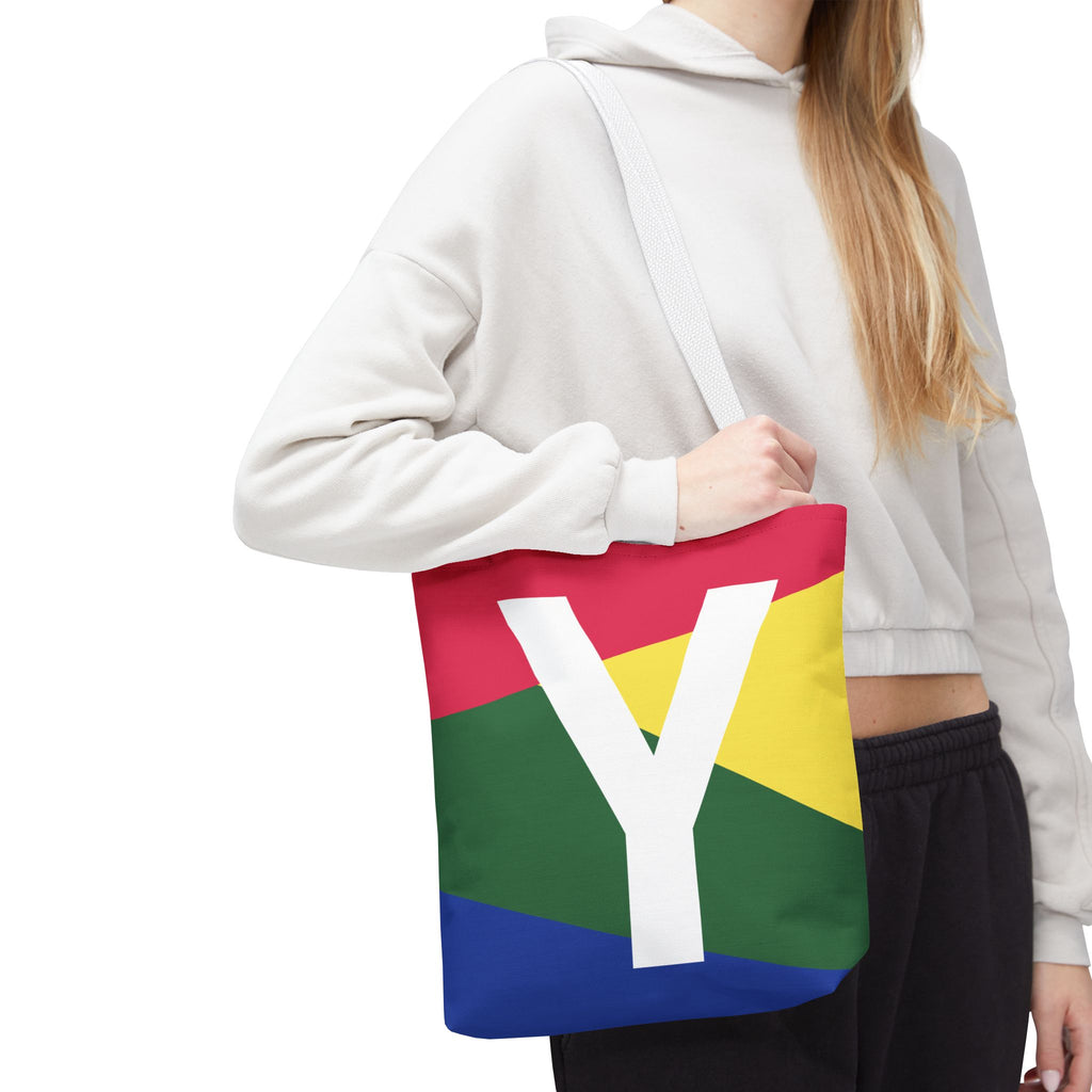 Monogram 'Y' Colorblock Tote Bag — Personalized Initial Y Shoulder Tote