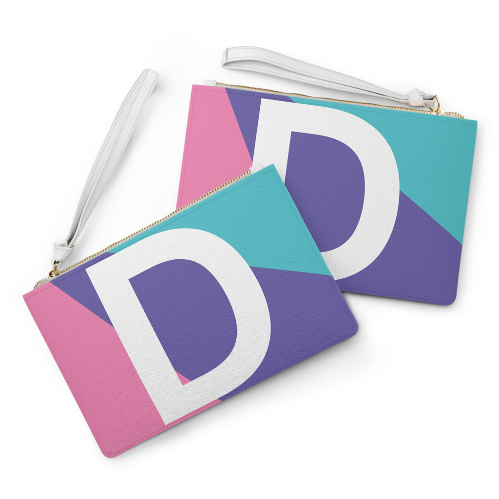 Monogram 'D' Colorblock Clutch Bag — Bold Geometric Wristlet for Everyday & Gifts