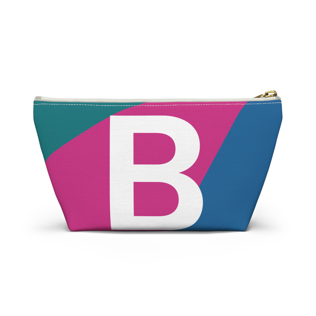 Initials Colorblock Accessory Pouch — Monogram B T-Bottom Cosmetic Bag