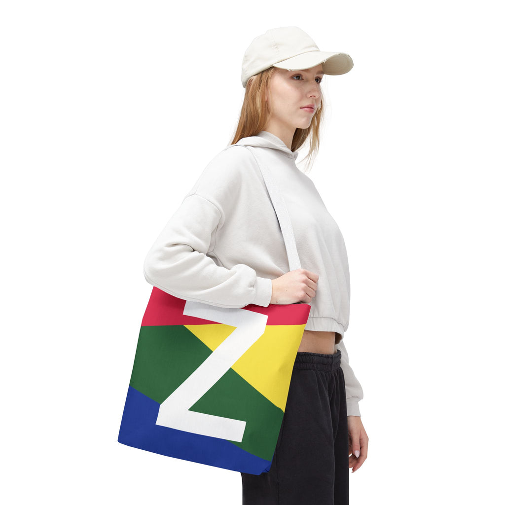 Monogram 'Z' Colorblock Tote Bag — Personalized Initial Z Shoulder Tote