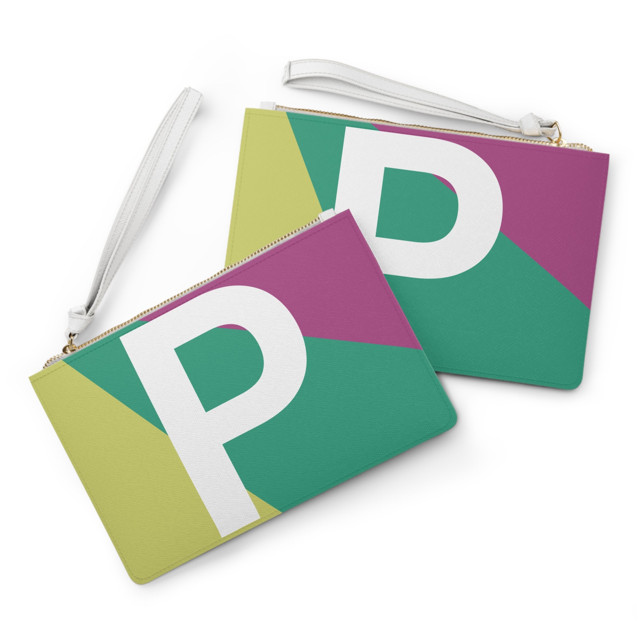 Monogram 'P' Colorblock Clutch Bag — Bold Geometric Wristlet for Everyday & Gifts