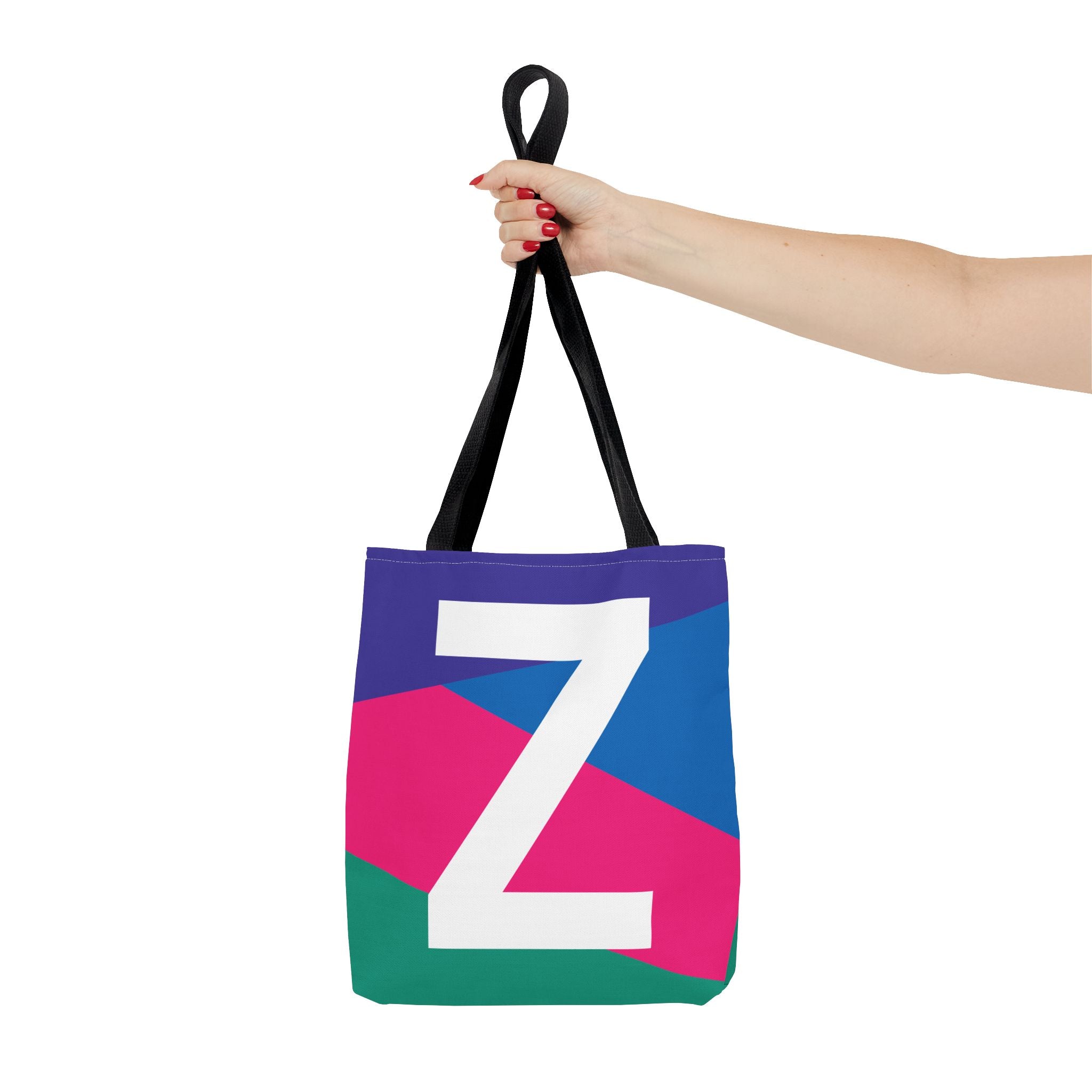 Monogram 'Z' Colorblock Tote Bag — Personalized Initial Z Shoulder Tote