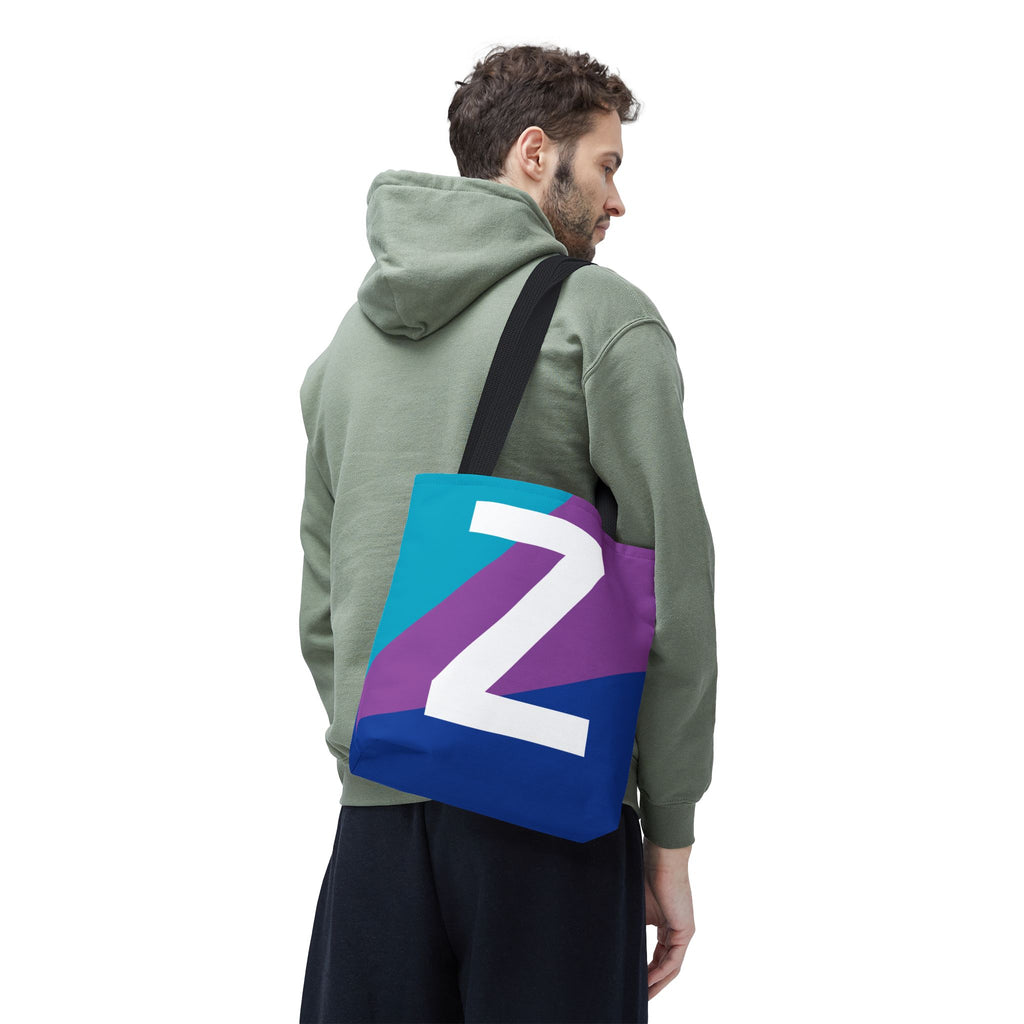Monogram 'Z' Colorblock Tote Bag — Personalized Initial Z Shoulder Tote