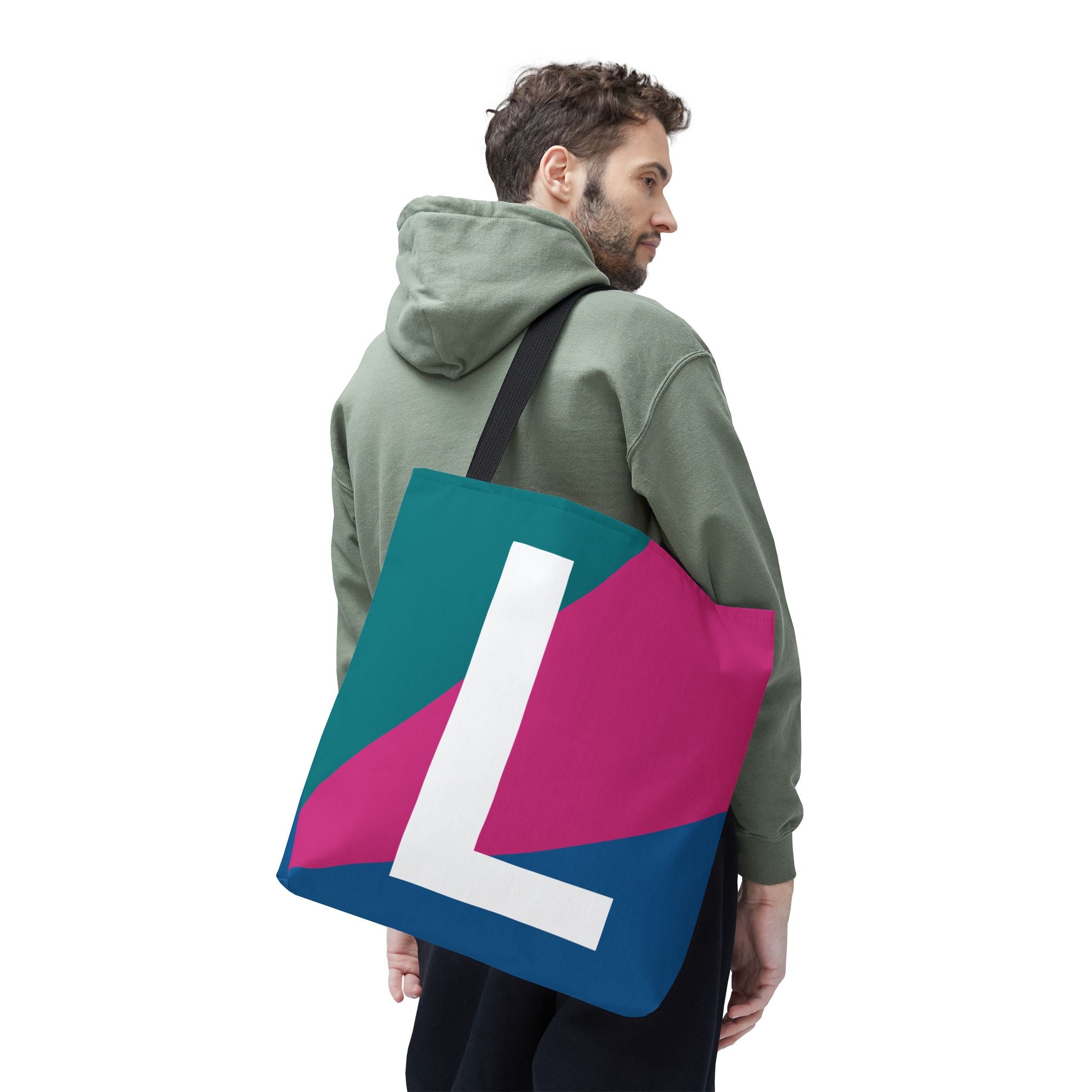 Monogram 'L' Colorblock Tote Bag — Personalized Initial L Shoulder Tote