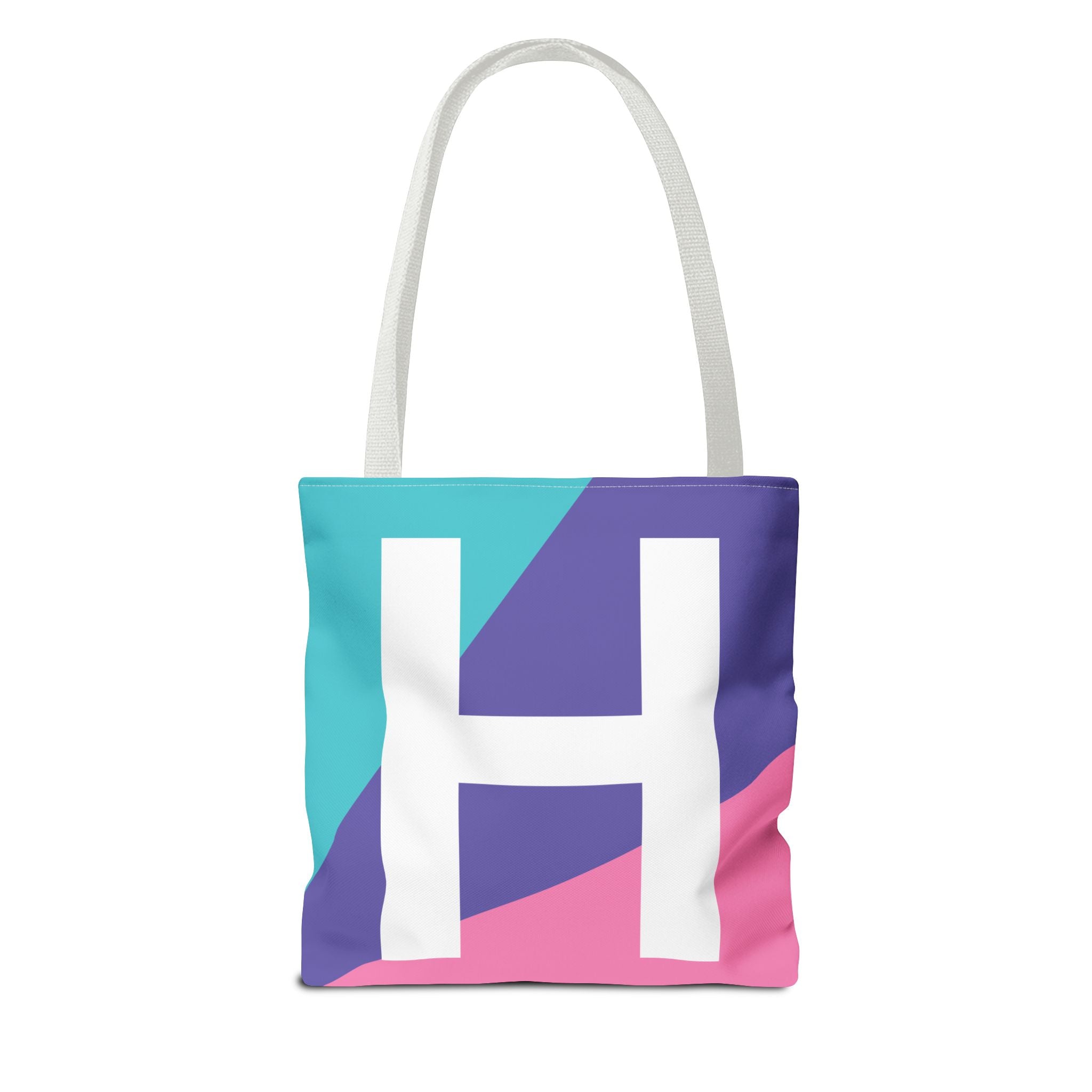 Monogram 'H' Colorblock Tote Bag — Personalized Initial H Shoulder Tote