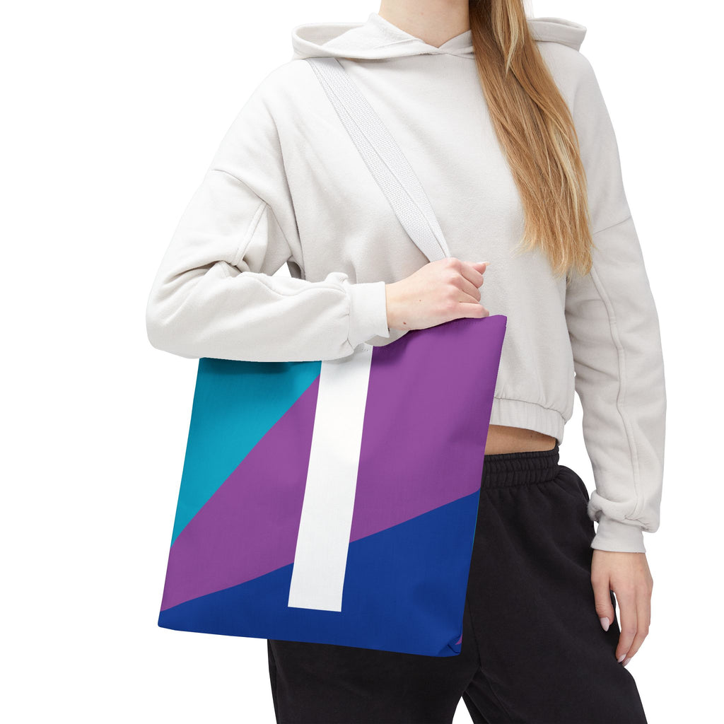 Monogram 'I' Colorblock Tote Bag — Personalized Initial I Shoulder Tote