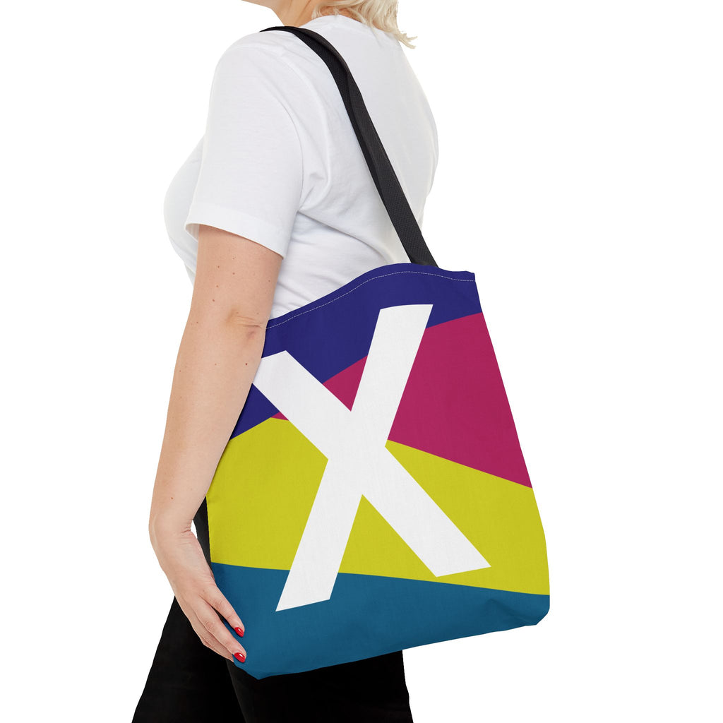Monogram 'X' Colorblock Tote Bag — Personalized Initial X Shoulder Tote