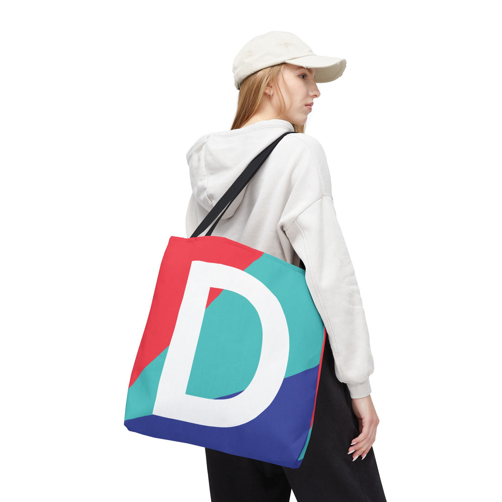 Monogram 'D' Colorblock Tote Bag — Personalized Initial D Shoulder Tote